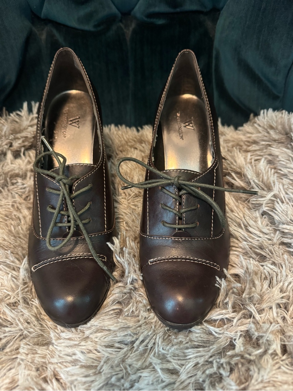 Worthington Brown Leather Lace-Up Pumps
